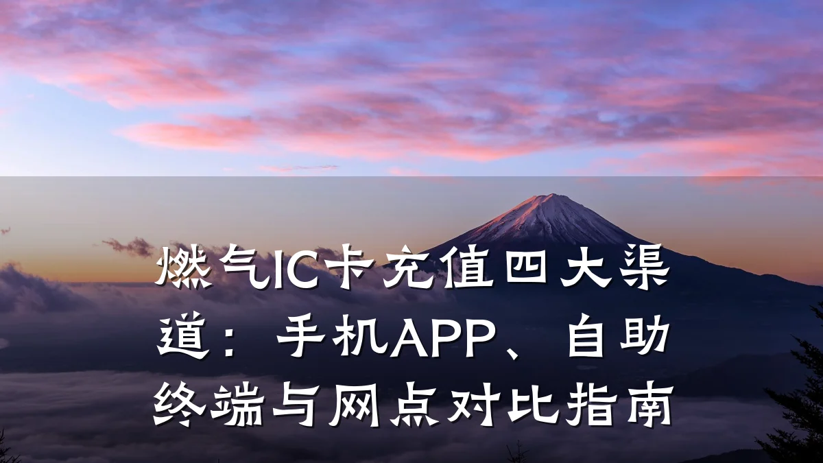 燃气IC卡充值四大渠道:手机APP、自助终端与网点对比指南